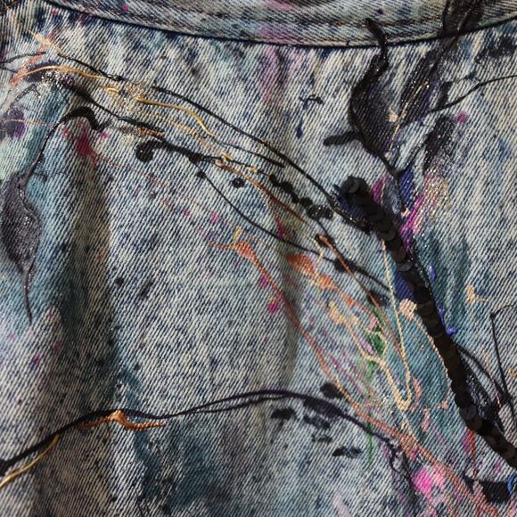 Giorgio Morandi Vintage 80s Denim Doleman Pant Leg Jean Jacket LG - Picture 7 of 16